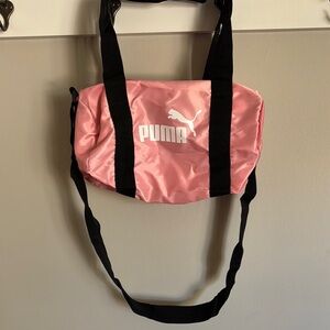 Puma Pink and Black Shoulder Bag with Glossy Finish
